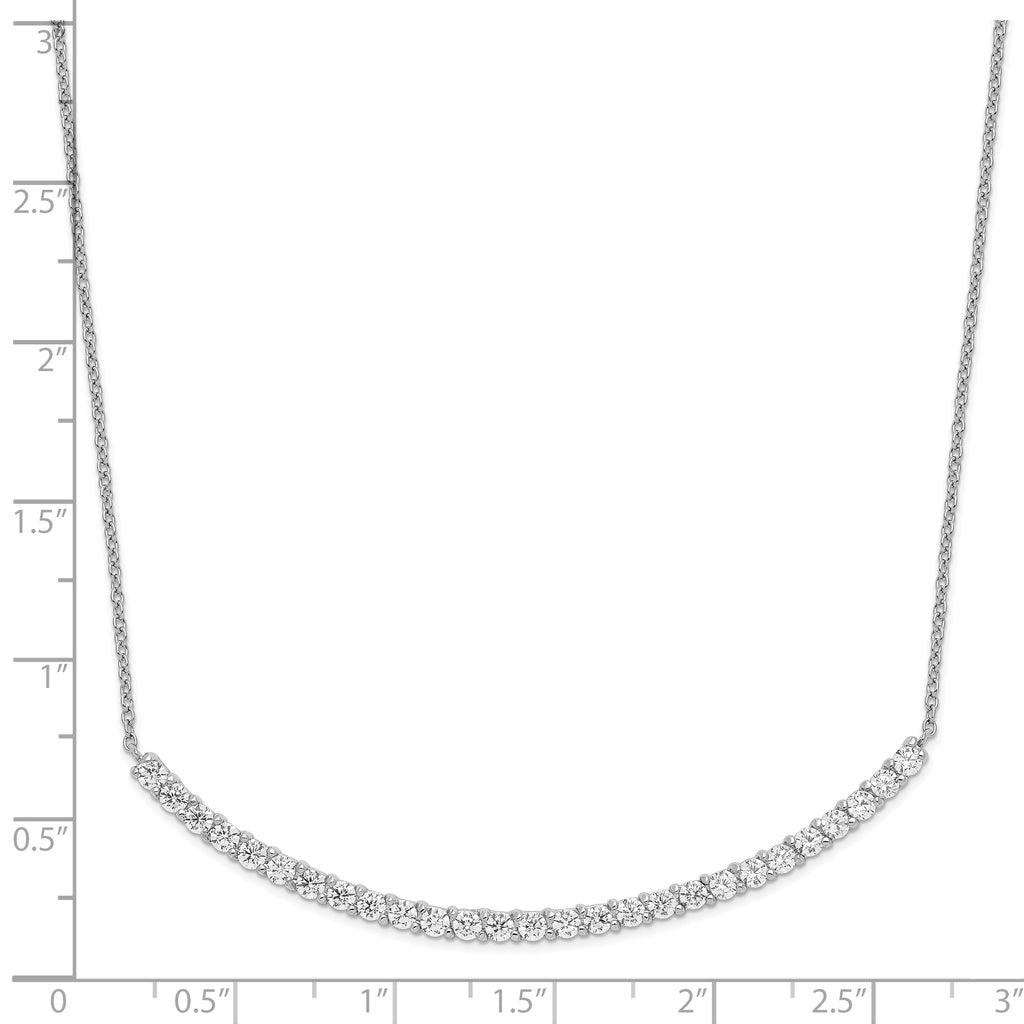 Cheryl M Sterling Silver Rhodium-plated Brilliant-cut CZ Curved Bar 18 Inch Necklace