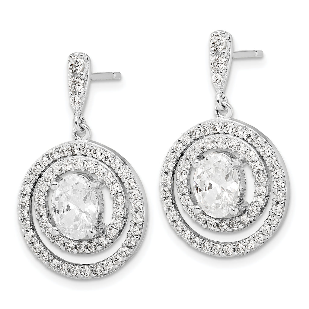 Sterling Silver 925 CZ Dangle Earrings with Clear Stones Elegant Drop Design.