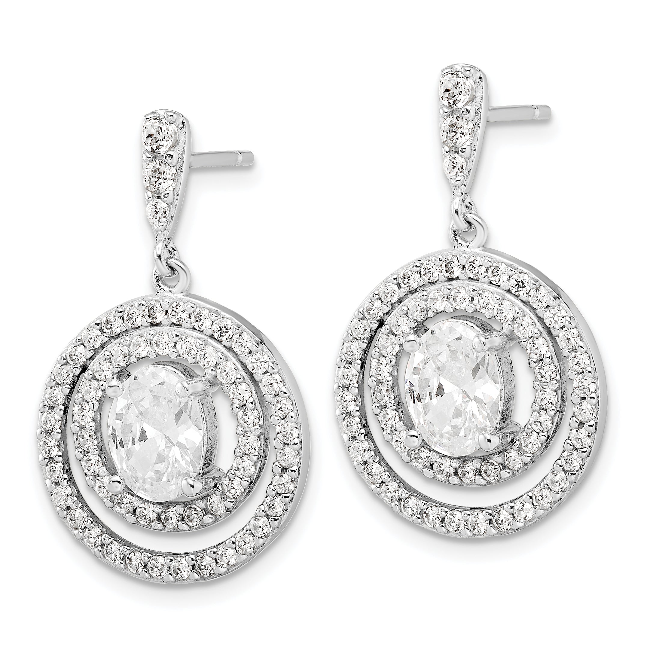 Sterling Silver 925 CZ Dangle Earrings with Clear Stones Elegant Drop Design.
