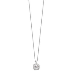 Cheryl M Sterling Silver Rhodium-plated Asscher-cut and Brilliant-cut CZ Halo 18 Inch Necklace