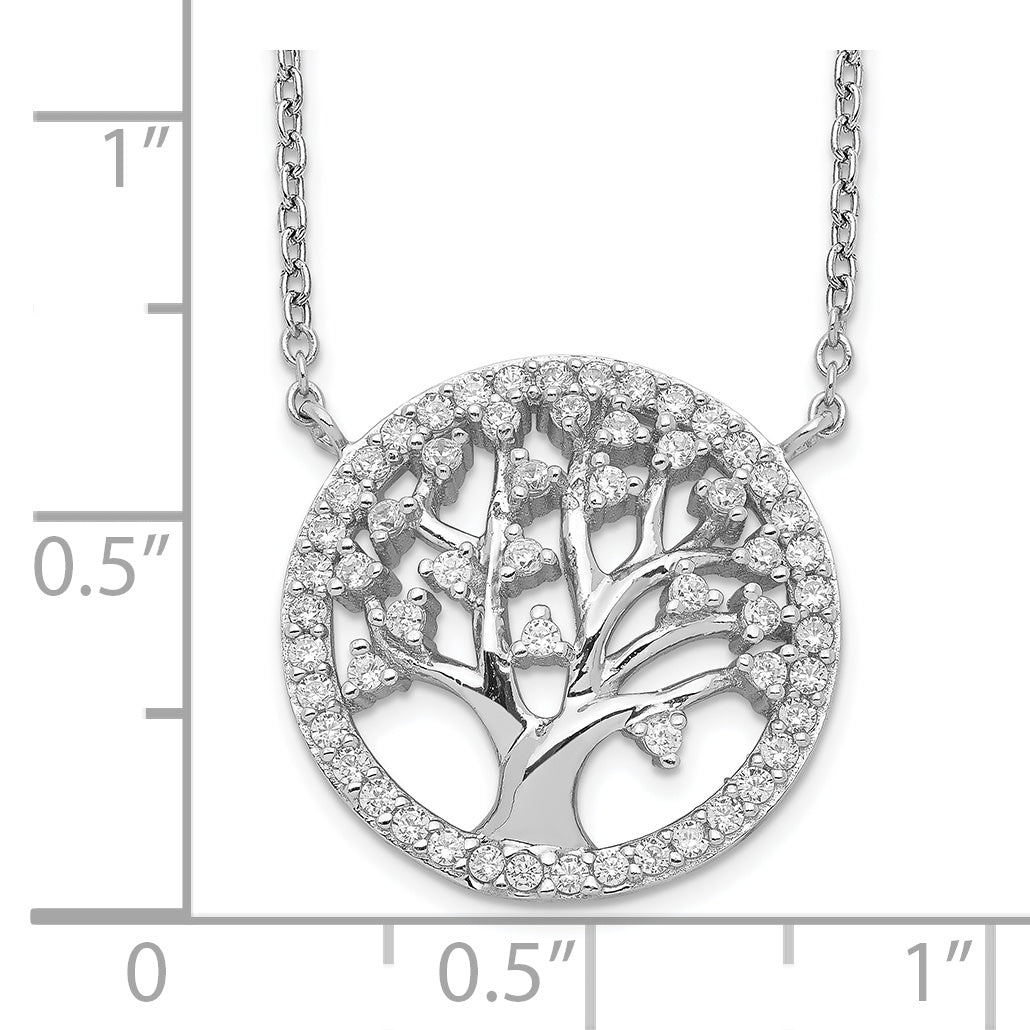 Cheryl M Sterling Silver Rhodium-plated Brilliant-cut CZ Tree Of Life 18 Inch Necklace Secondary image