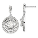 Sterling Silver Circle CZ Dangle Post Earrings