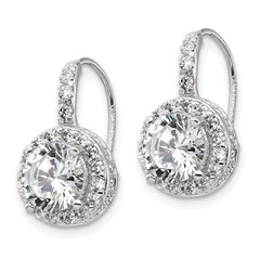 Cheryl M Sterling Silver Rhodium-plated Brilliant-cut Round CZ Halo Kidney Wire Dangle Earrings