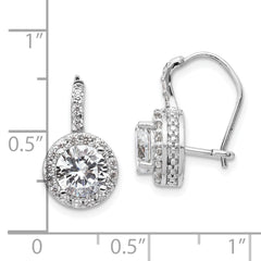 Cheryl M Sterling Silver Rhodium-plated Brilliant-cut Round CZ Halo Kidney Wire Dangle Earrings