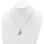 Sterling Silver CZ Butterfly Necklace with Polished Rhodium Finish