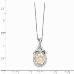 Cheryl M Sterling Silver CZ and Simulated Morganite 18in. Necklace