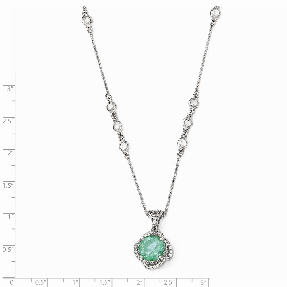 Cheryl M Sterling Silver CZ and Simulated Paraiba Tourmaline 18in. Necklace