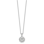 Cheryl M Sterling Silver Rhodium-plated Brilliant-cut and Emerald-cut CZ Halo 18 Inch Necklace