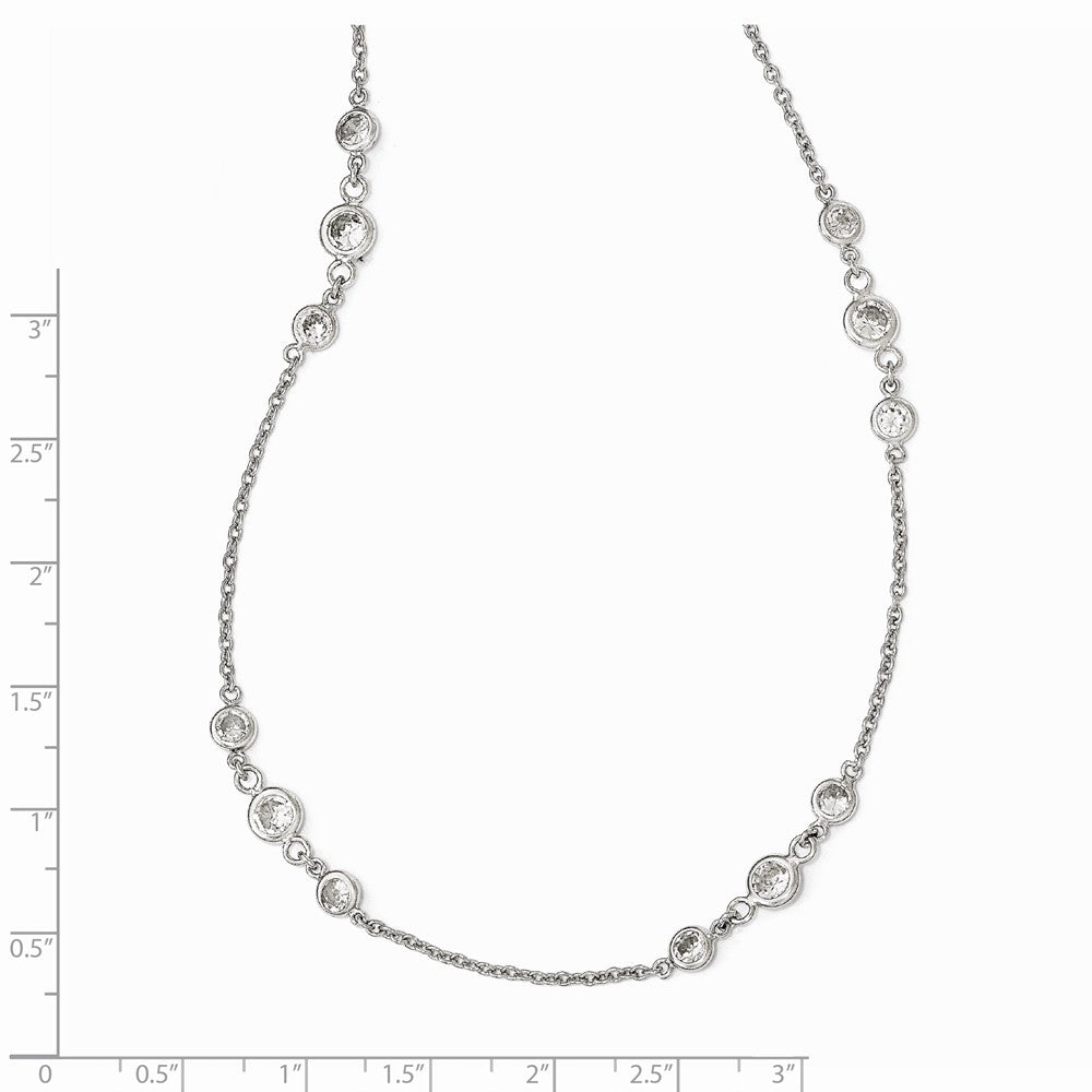 Cheryl M Sterling Silver CZ 18in Fancy Necklace