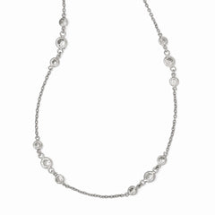 Cheryl Sterling Silver CZ Fancy Necklace 18" Elegant Clear Gemstone