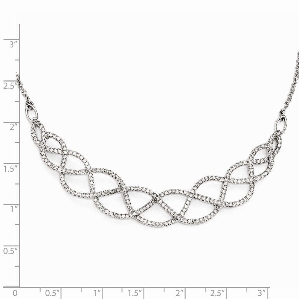 Cheryl M Sterling Silver CZ Fancy 18in Necklace