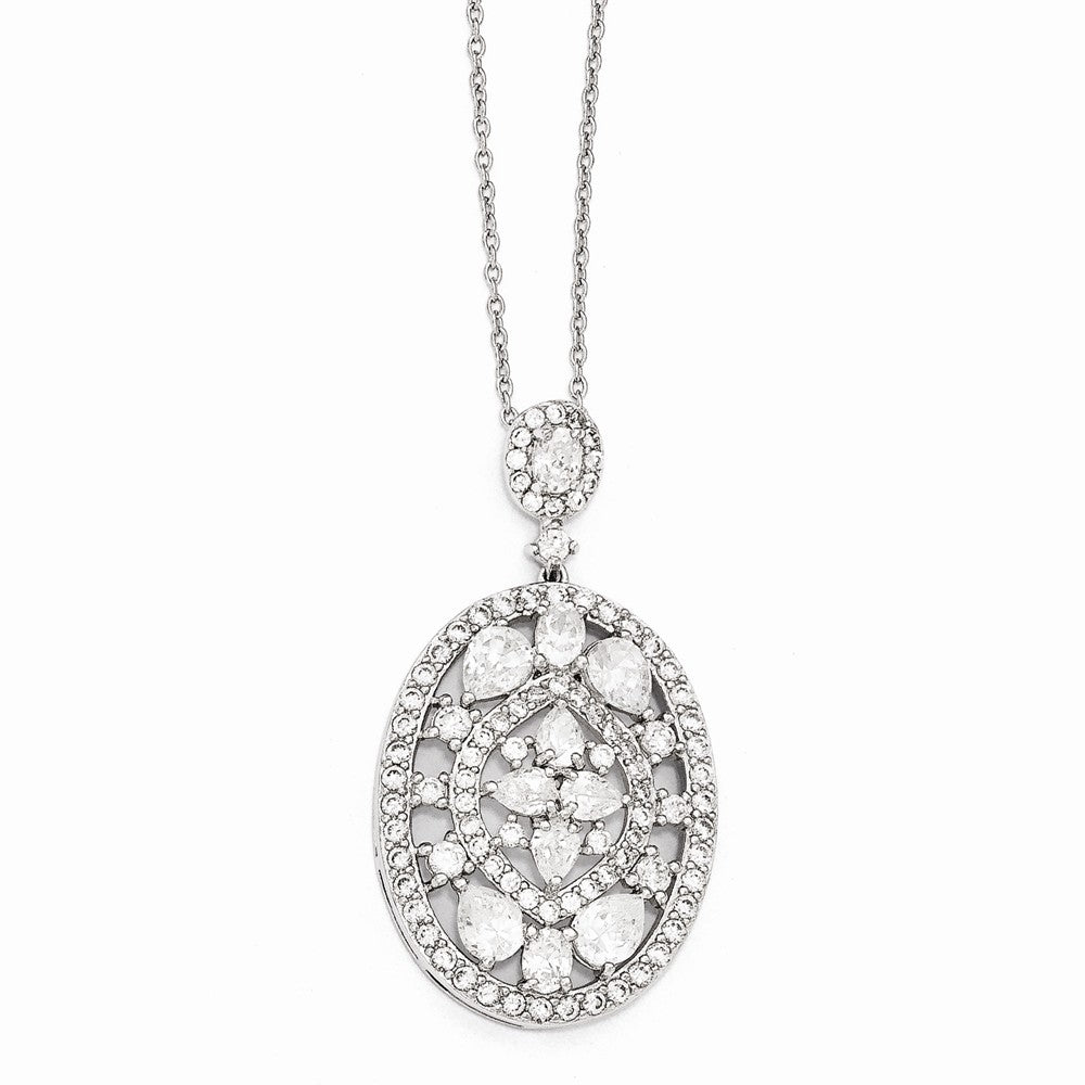 Sterling Silver 925 Necklace with Clear CZ Elegant Pendant