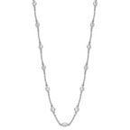 Cheryl Sterling Silver Rhodium-Plated CZ Station Necklace 18.5 Inch Polished
