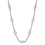 Cheryl M Sterling Silver Rhodium-plated Brilliant-cut Round CZ 19 Station 18.5 Inch Necklace