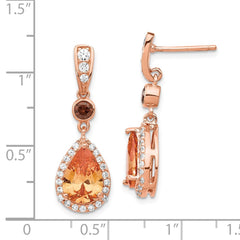 Cheryl M Sterling Silver Rose Gold-plated Multicolored CZ Dangle Earrings