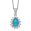 Cheryl M Sterling Silver Rhodium-plated Cabochon Lab Created Blue Opal and Brilliant-cut CZ Pear 18 Inch Necklace