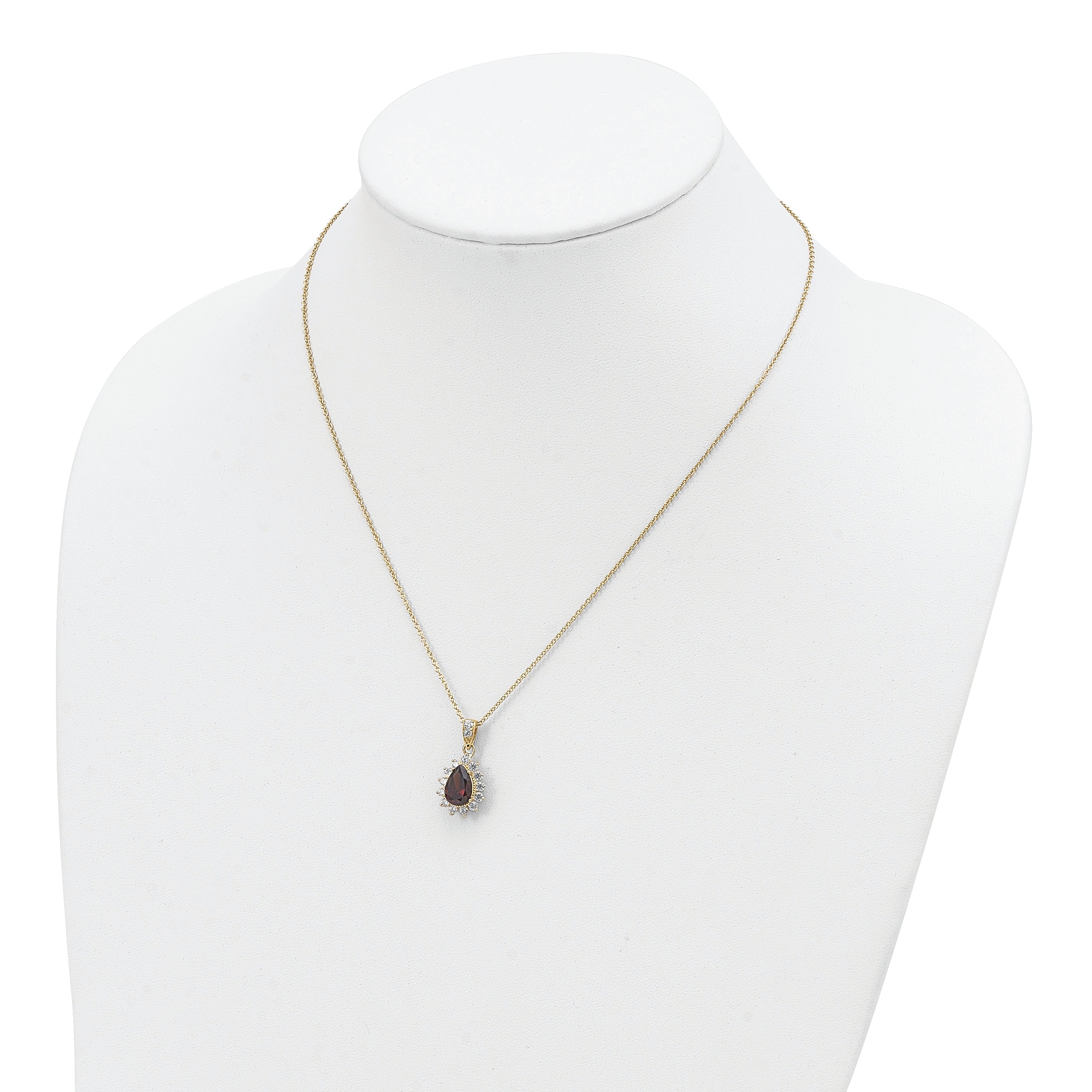 Cheryl Gold-Plated Sterling Silver CZ Teardrop Necklace for Women 18.5 Inch