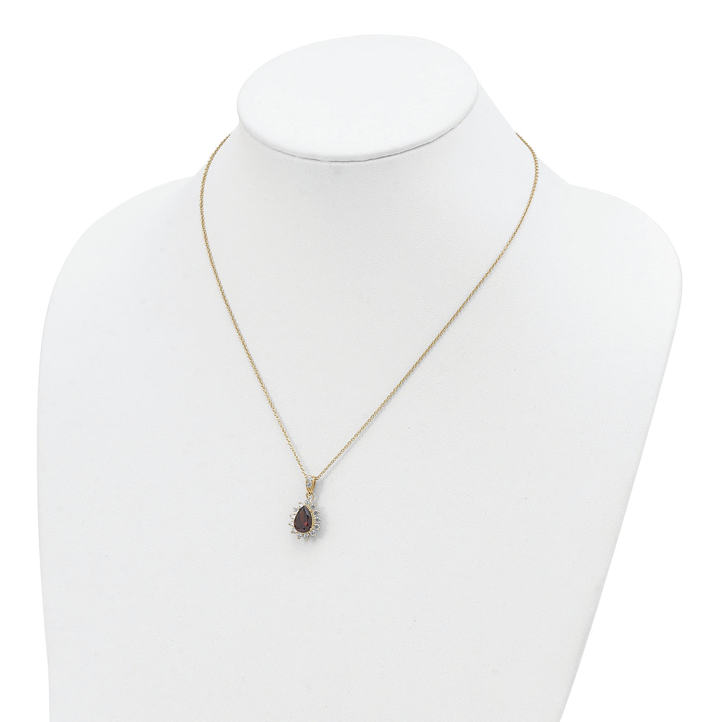 Cheryl Gold-Plated Sterling Silver CZ Teardrop Necklace for Women 18.5 Inch