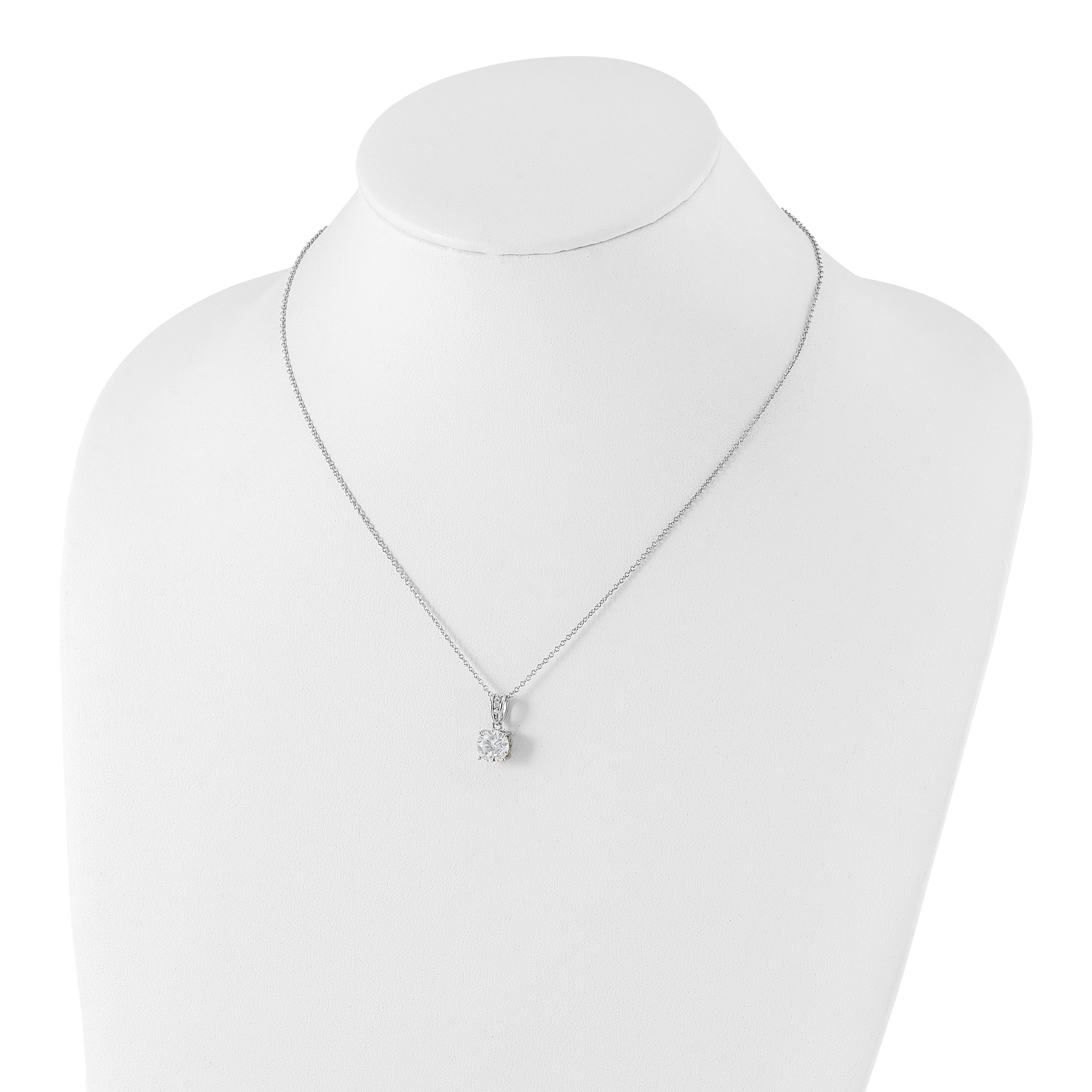 Cheryl M Sterling Silver Rhodium-plated with Gold-plated Accent Brilliant-cut 8mm CZ XO Gallery 18 Inch Necklace