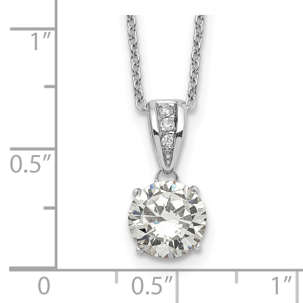 Cheryl M Sterling Silver Rhodium-plated with Gold-plated Accent Brilliant-cut 8mm CZ XO Gallery 18 Inch Necklace