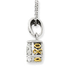 Cheryl M Sterling Silver Rhodium-plated with Gold-plated Accent Brilliant-cut 8mm CZ XO Gallery 18 Inch Necklace