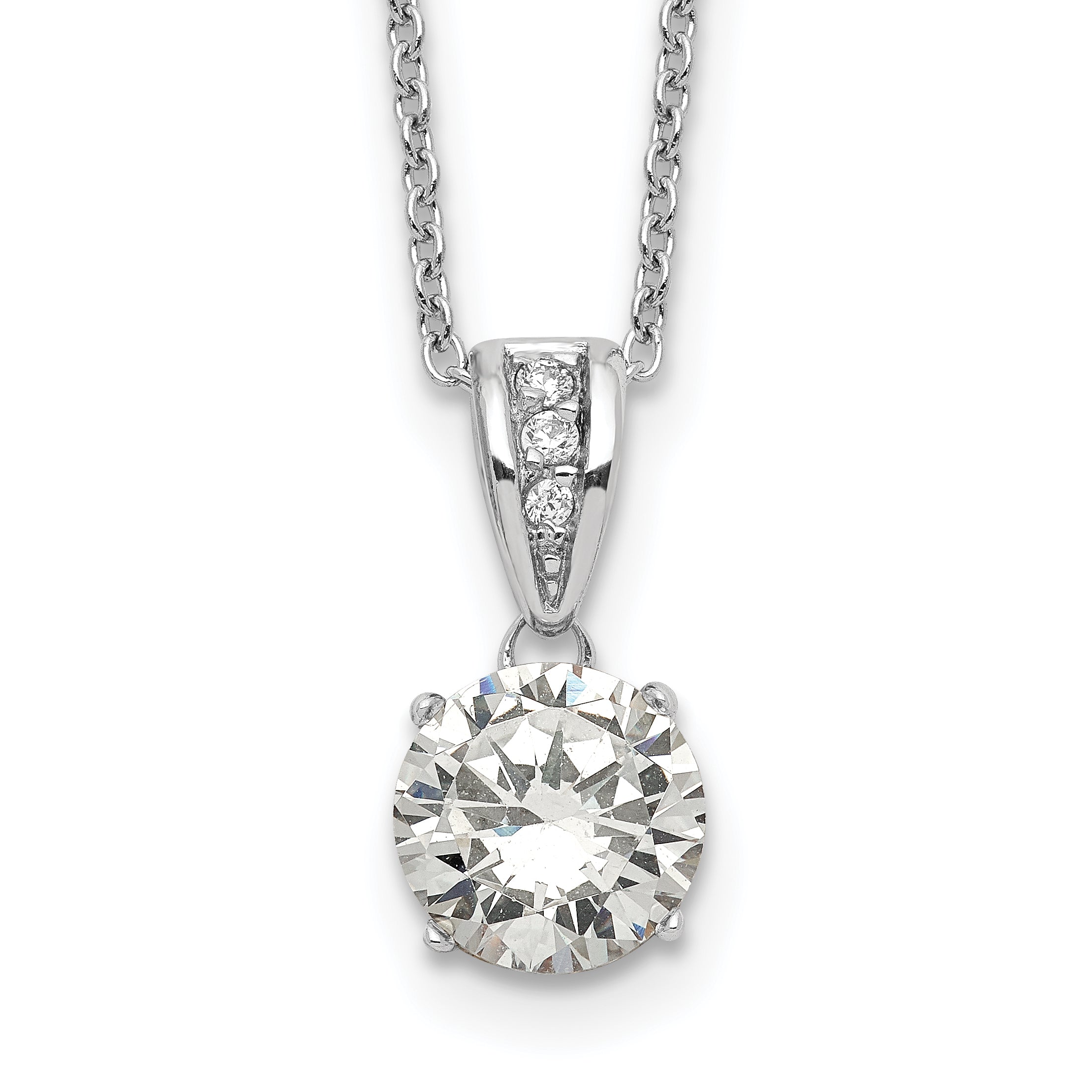 Cheryl M Sterling Silver Rhodium-plated with Gold-plated Accent Brilliant-cut 8mm CZ XO Gallery 18 Inch Necklace Main image