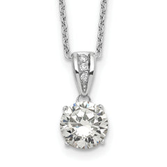 Cheryl M Sterling Silver Rhodium-plated with Gold-plated Accent Brilliant-cut 8mm CZ XO Gallery 18 Inch Necklace