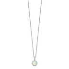 Cheryl Elegant Sterling Silver Opal and CZ Necklace with Polished Finish