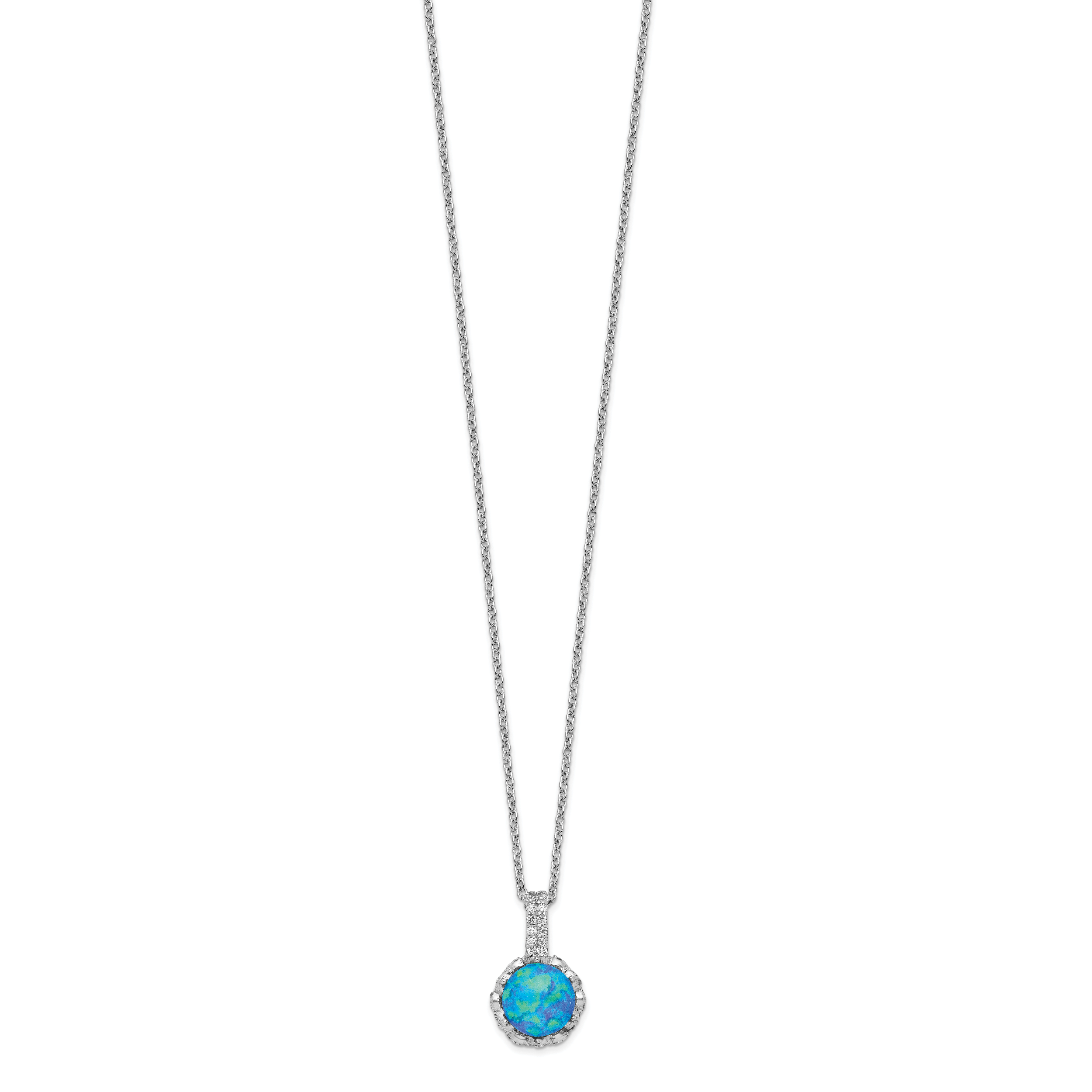Sophia Jewelers Sterling Silver Opal CZ Necklace with Polished Rhodium Secondary image
