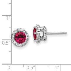 Sophia Jewelers Sterling Silver Ruby & White CZ Halo Earrings, Rhodium-Plated, Gift Ready