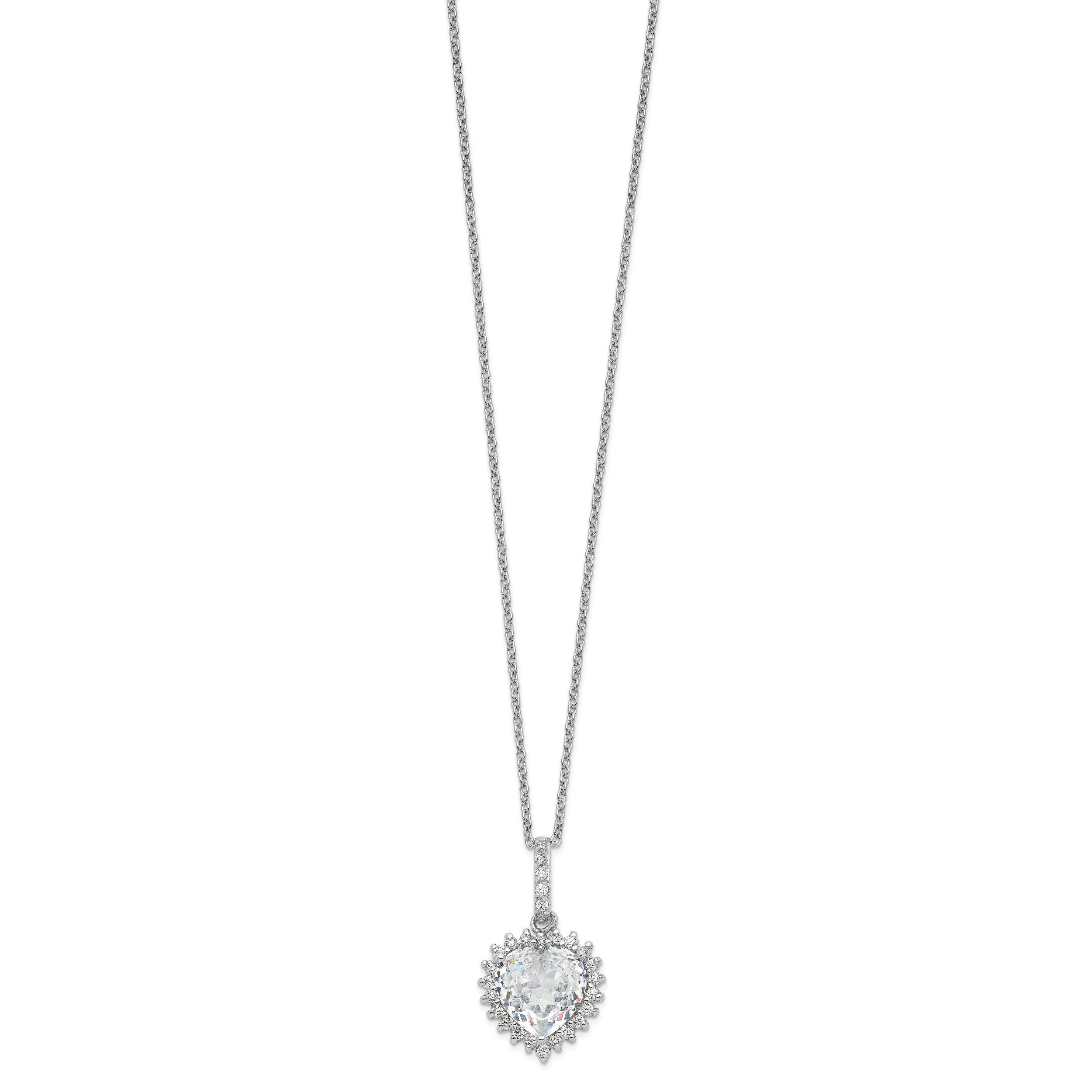 Cheryl 925 Silver Rhodium-Plated CZ Heart Necklace Elegant Gift-Ready Design Secondary image