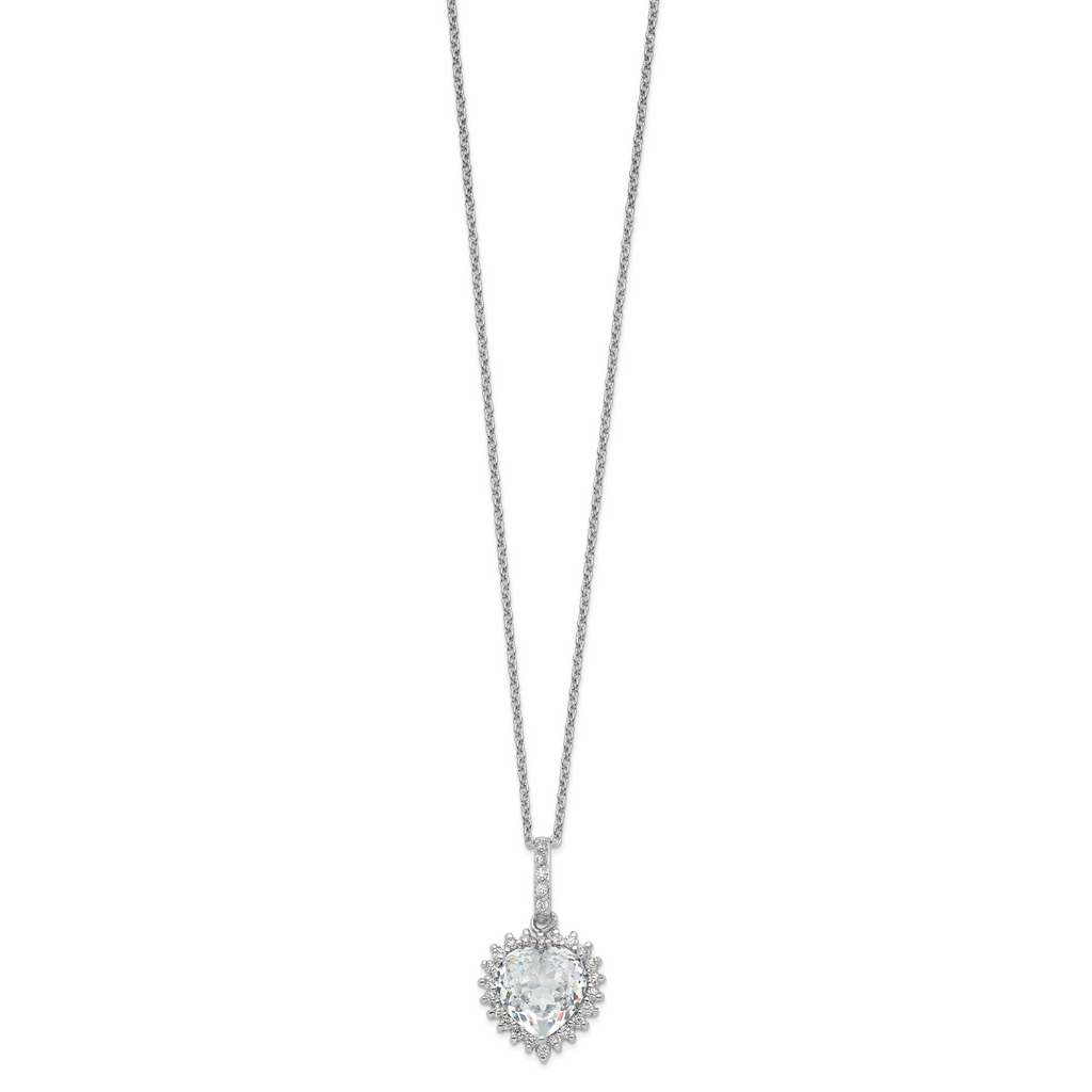 Cheryl 925 Silver Rhodium-Plated CZ Heart Necklace Elegant Gift-Ready Design