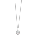 Cheryl 925 Silver Rhodium-Plated CZ Heart Necklace Elegant Gift-Ready Design