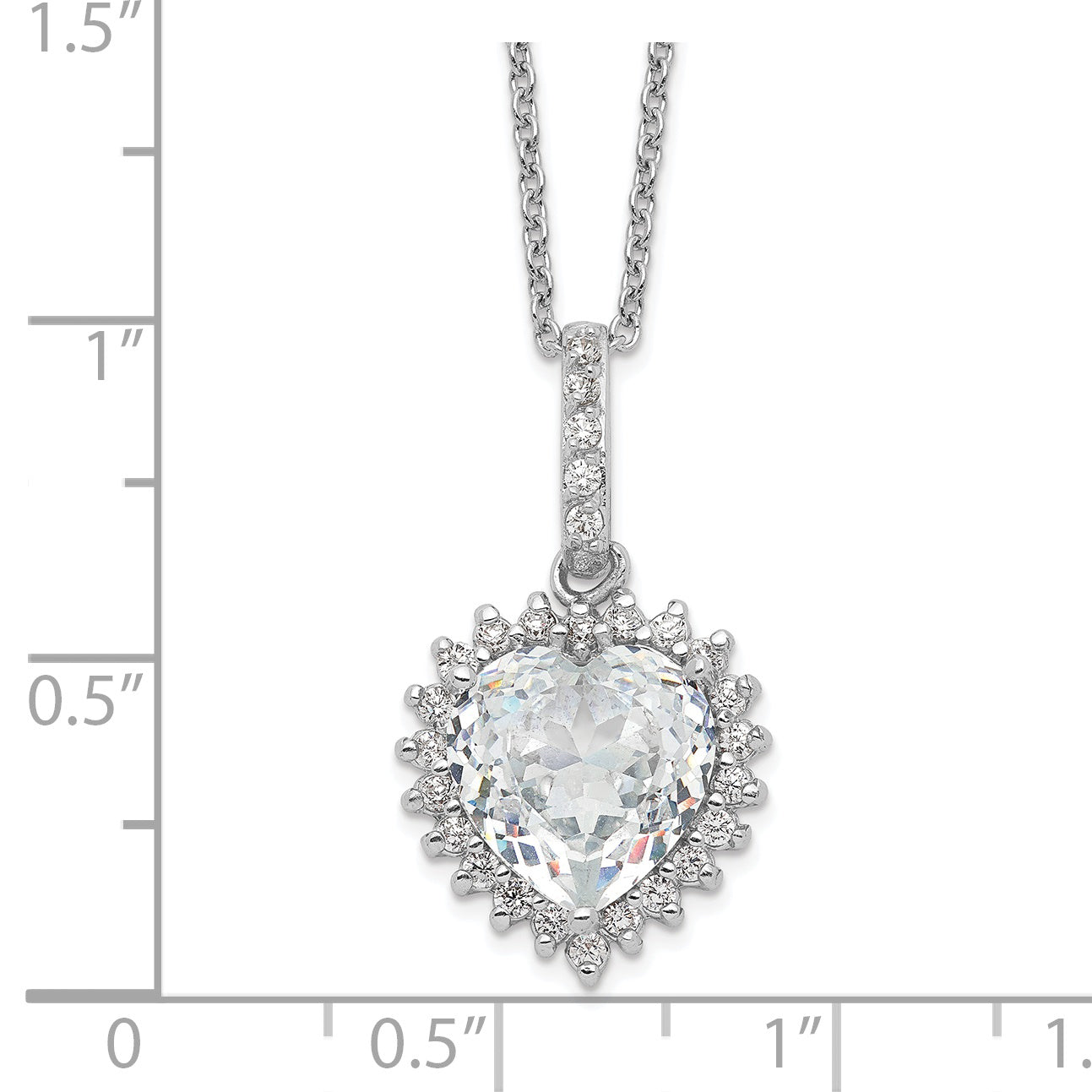 Cheryl 925 Silver Rhodium-Plated CZ Heart Necklace Elegant Gift-Ready Design