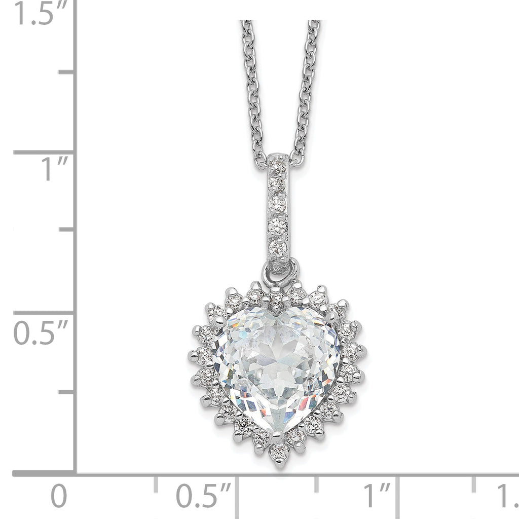 Cheryl 925 Silver Rhodium-Plated CZ Heart Necklace Elegant Gift-Ready Design