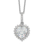 Cheryl M Sterling Silver Rhodium-plated Fancy 100-Facet and Brilliant-cut CZ Heart 18.5 Inch Necklace