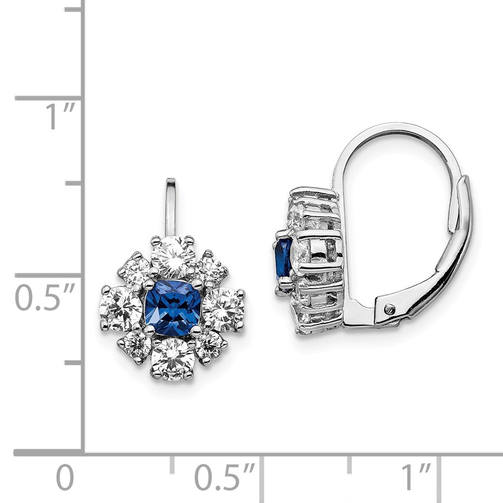 Cheryl M SS CZ Lab Created Blue Spinel Leverback Earring