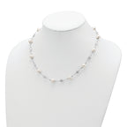 Cheryl 925 Sterling Silver CZ and Pearl Necklace with Polished Rhodium Finish