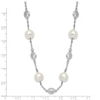 Cheryl 925 Sterling Silver CZ and Pearl Necklace with Polished Rhodium Finish