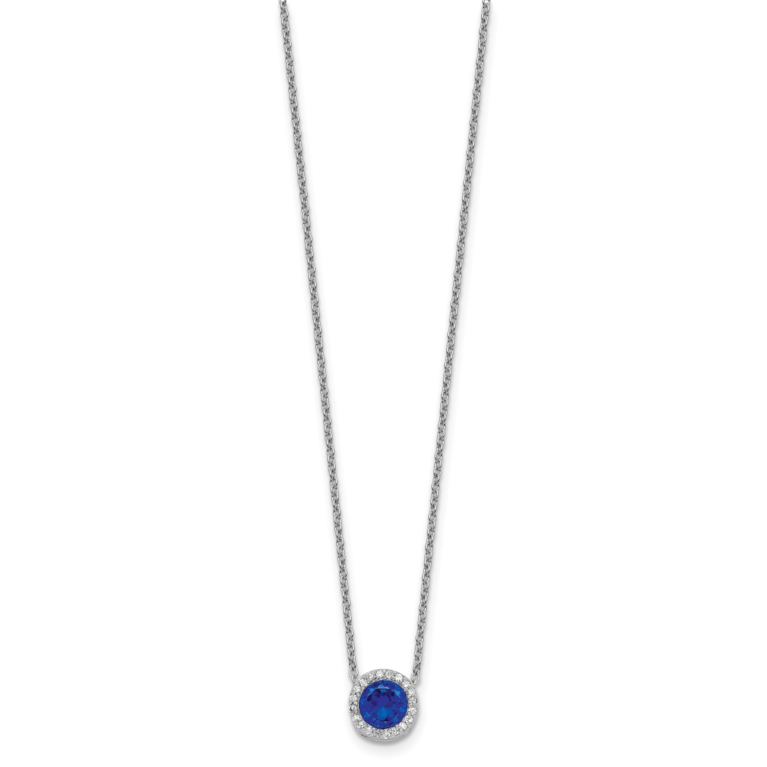 Cheryl Sterling Silver Halo Necklace with Dark Blue Spinel and CZ Stones Secondary image