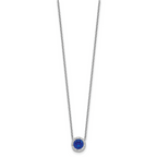 Cheryl Sterling Silver Halo Necklace with Dark Blue Spinel and CZ Stones