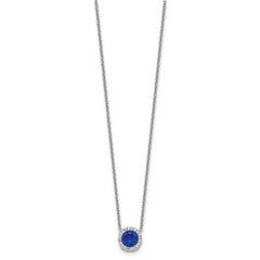 Cheryl Sterling Silver Halo Necklace with Dark Blue Spinel and CZ Stones