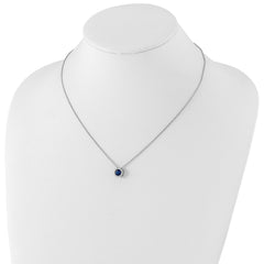 Cheryl Sterling Silver Halo Necklace with Dark Blue Spinel and CZ Stones