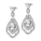 Cheryl M 925 Sterling Silver Rhodium-Plated CZ Dangle Earrings with Brilliant Cut
