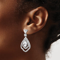 Cheryl M Sterling Silver Rhodium-plated Brilliant-cut CZ Fancy Post Dangle Earrings