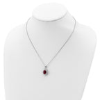 Cheryl 925 Sterling Silver Rhodium-Plated Ruby CZ Halo Necklace 18.25 Elegant Gift-Ready Jewelry
