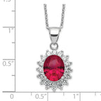 Cheryl 925 Sterling Silver Rhodium-Plated Ruby CZ Halo Necklace 18.25 Elegant Gift-Ready Jewelry