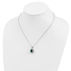 Sophia Jewelers Sterling Silver Green Glass & White CZ Necklace Polished Elegance