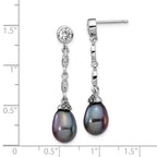Cheryl Sterling Silver Rhodium-Plated Teardrop Pearl & CZ Dangle Earrings