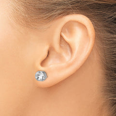 Cheryl M Sterling Silver Rhodium-plated Brilliant-cut 7mm CZ Bezel Stud Post Earrings